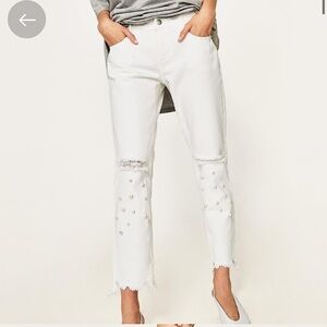 Zara White Pearl Jeans sz. 2